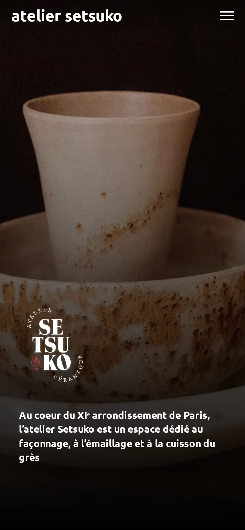 Atelier Setsuko : page d’accueil sur téléphone