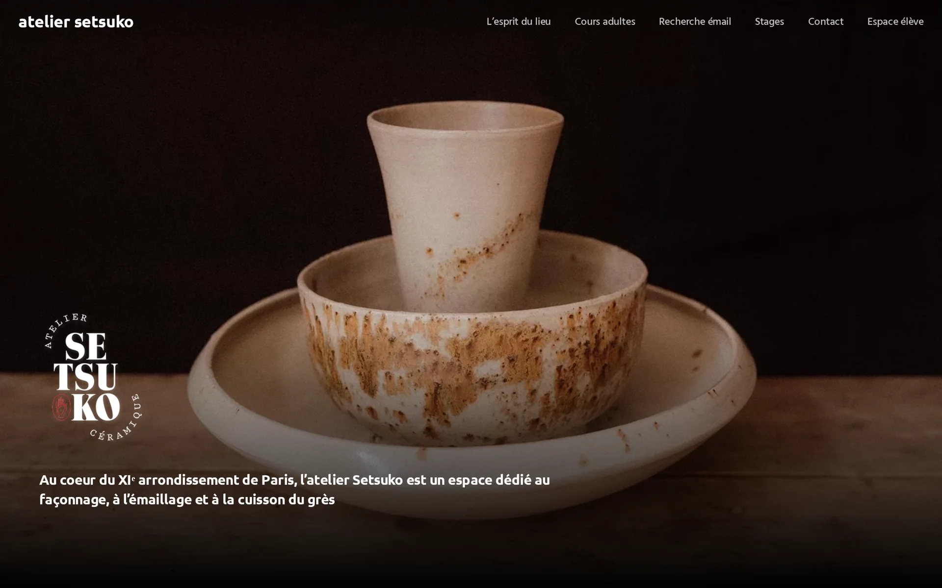 Atelier Setsuko : page d’accueil sur ordinateur