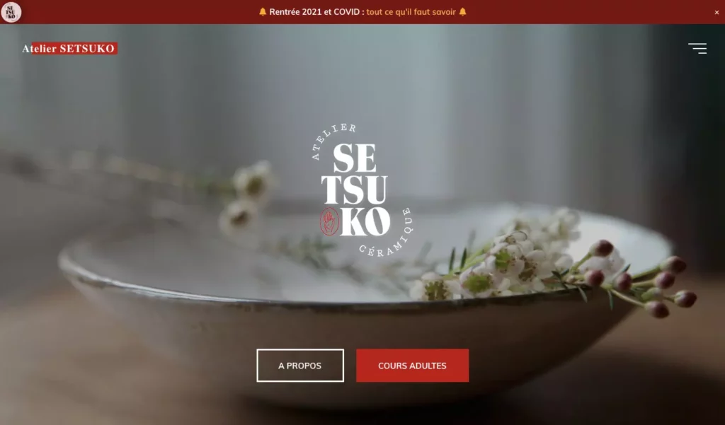 Atelier Setsuko : page d’accueil sur ordinateur