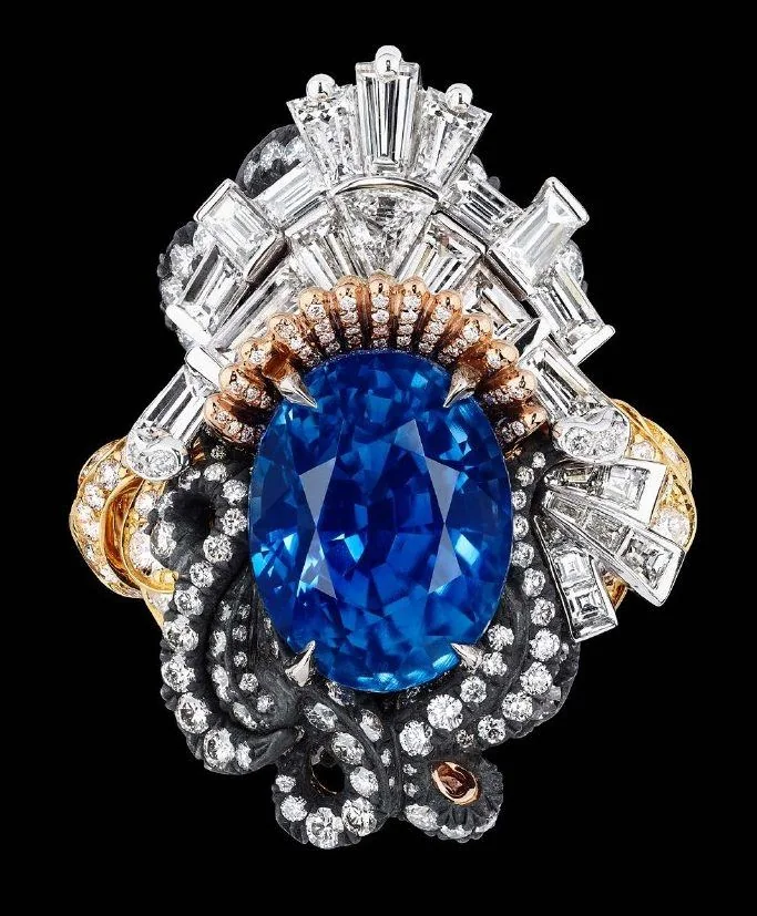 Bague de haute joaillerie au saphir, retouche